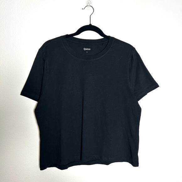 Quince Tops - Quince Black 100% Organic Cotton Short Sleeve Crew Neck T-Shirt Women Size Large